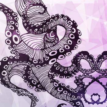 French Terry Panel von Nautistore "Chrystal Octopus" 200 x 150 cm Stoff ,Krake Tintenfisch